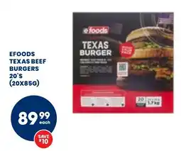 Econo Foods Efoods texas beef burgers offer