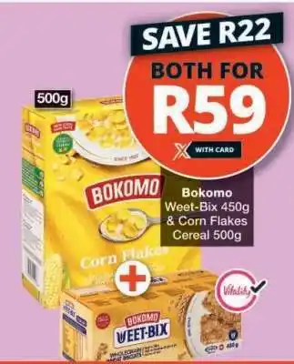 Checkers Bokomo Weet-Bix 450g & Corn Flakes Cereal 500g offer