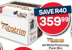 Pick n Pay Hypermarket Mondi Rotatrim A4 White Photocopy Paper Box offer