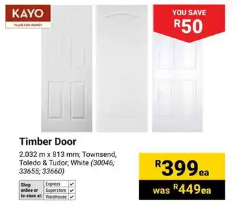 Builders Warehouse KAYO Timber Door offer