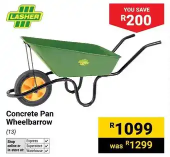 Builders Warehouse Lasher Concrete Pan Wheelbarrow offer