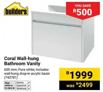 Builders Warehouse Builders Coral Wall-hung Bathroom Vanity offer