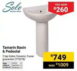 Builders Warehouse Solo Tamarin Basin & Pedestal offer
