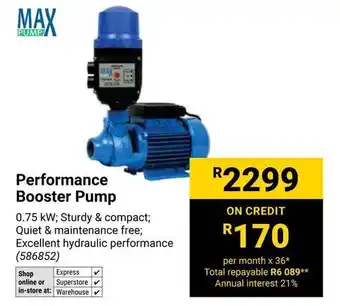 Builders Warehouse MAX Performance Booster Pump offer
