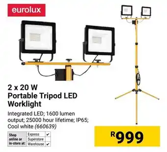 Builders Warehouse Eurolux Portable Tripod LED Worklight offer