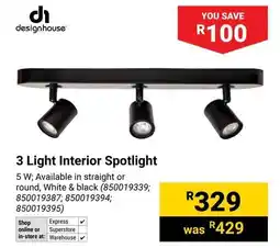 Builders Warehouse Design House 3 Light Interior Spotlight offer