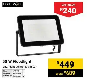 Builders Warehouse Light Worx 50 W Floodlight offer