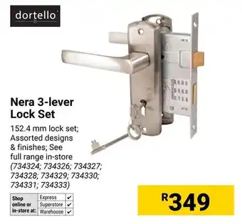 Dortello Nera 3-lever Lock Set