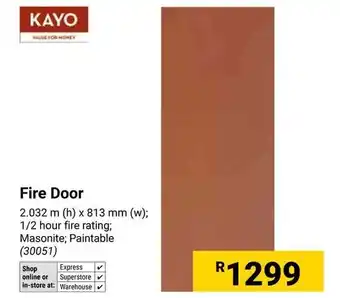 Builders Warehouse KAYO Fire Door offer