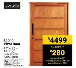 Builders Warehouse Dortello Econo Pivot Door offer