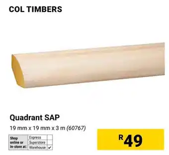 Builders Warehouse COL Timbers Quadrant SAP offer