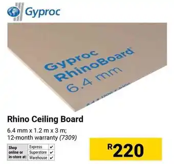 Gyproc Rhino Ceiling Board