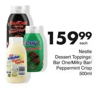 Save Hyper Nestle Dessert Toppings Bar One/ Milky Bar/ Peppermint Crisp offer