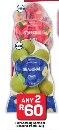 Pick n Pay Hypermarket PnP Starking Apples or Seasonal Pears 1.5kg offer