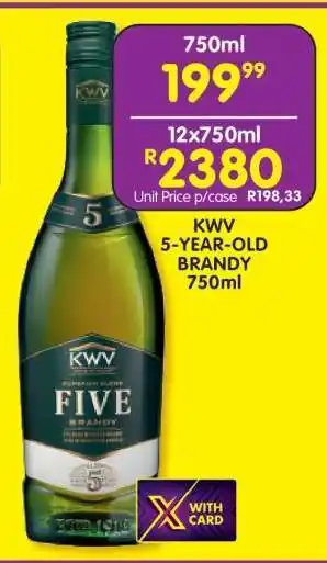 Shoprite KWV 5-Year-Old Brandy 750ml offer