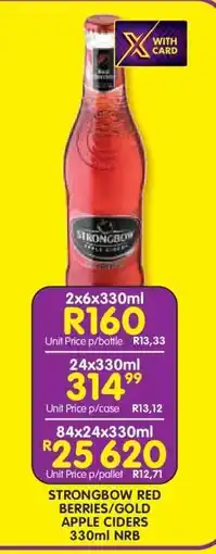 Shoprite STRONGBOW RED BERRIES/GOLD APPLE CIDERS 330ml NRB offer