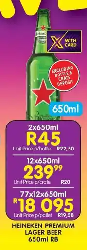 Shoprite HEINEKEN PREMIUM LAGER BEER 650ml RB offer
