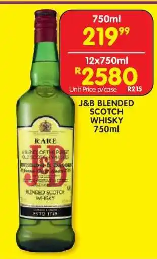 Shoprite J&B BLENDED SCOTCH WHISKY 750ml offer
