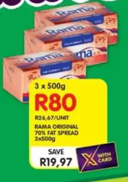 Shoprite RAMA ORIGINAL 70% FAT SPREAD 3x500g offer