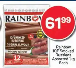 Pick n Pay Rainbow IQF Smoked Russians Assorted 1kg Each offer