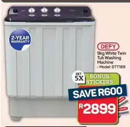Pick n Pay Hypermarket DEFY 9kg White Twin Tub Washing Machine offer