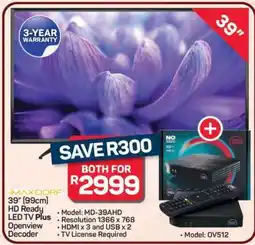 Pick n Pay Hypermarket Maxdorf 39 HD Ready LED TV Plus Decoder offer