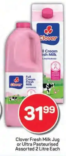 Pick n Pay Clover Fresh Milk Jug or Ultra Pasteurised Assorted 2 Litre Each offer