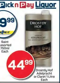 Pick n Pay Drostdy Hof Adelpracth or Claret 1 Litre offer