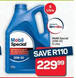 Pick n Pay Hypermarket Mobil Special 20W-50 5 Litre offer