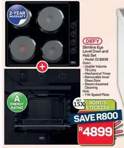 Pick n Pay Hypermarket DEFY Slimline Eye Level Oven and Hob Set offer