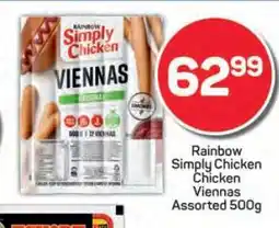 Pick n Pay Rainbow Simply Chicken Chicken Viennas Assorted 500g offer