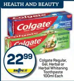 Pick n Pay Colgate Regular, Gel, Herbal or Herbal Whitening Toothpaste 100ml Each offer