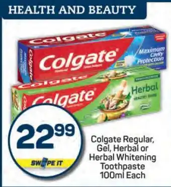 Pick n Pay Colgate Regular, Gel, Herbal or Herbal Whitening Toothpaste 100ml Each offer
