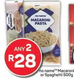 Pick n Pay no name Macaroni or Spaghetti 500g offer