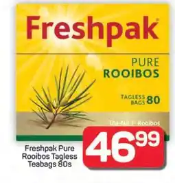 Pick n Pay Hypermarket Freshpak Pure Rooibos Tagless Teabags 80s offer