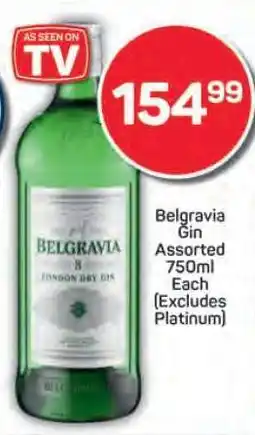 Pick n Pay Belgravia Gin Assorted 750ml Each (Excludes Platinum) offer