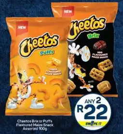 Pick n Pay Cheetos Brix or Puffs Flavoured Maize Snack Assorted 100g offer