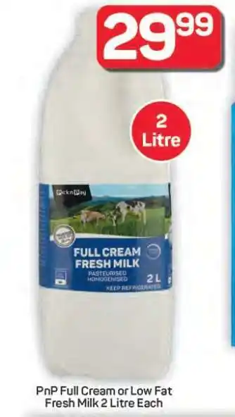 Pick n Pay Hypermarket PnP Full Cream or Low Fat Fresh Milk offer