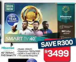 Pick n Pay Hypermarket Hisense 40 FHD Smart TV offer