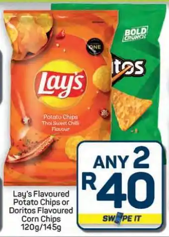 Pick n Pay Hypermarket Lay's Flavoured Potato Chips or Doritos Flavoured Corn Chips offer
