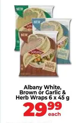 Food Lover's Market Albany White, Brown or Garlic & Herb Wraps 6 x 45 g offer