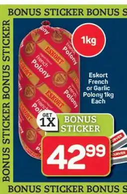 Pick n Pay Hypermarket Eskort French or Garlic Polony 1kg offer