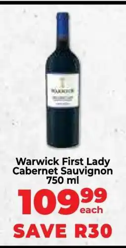 Food Lover's Market Warwick First Lady Cabernet Sauvignon 750 ml offer
