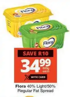 Checkers Flora 40% Light/50% Regular Fat Spread offer