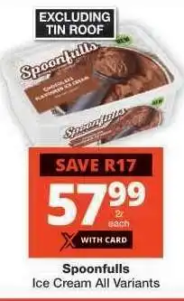 Checkers SPOONFULLS ICE CREAM all variants offer