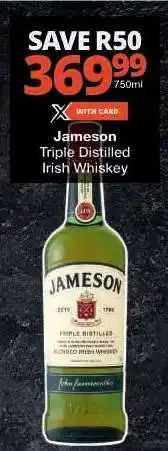 Checkers Jameson Triple Distilled Irish Whiskey offer