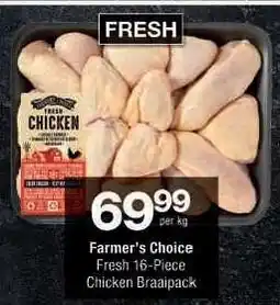 Checkers Farmer's Choice Fresh 16-Piece Chicken Braaipack offer