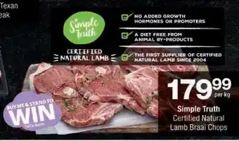 Checkers Simple Truth Certified Natural Lamb Braai Chops offer