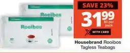 Checkers Housebrand Rooibos Tagless Teabags offer