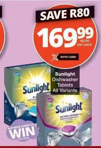Checkers Sunlight Dishwasher Tablets offer
